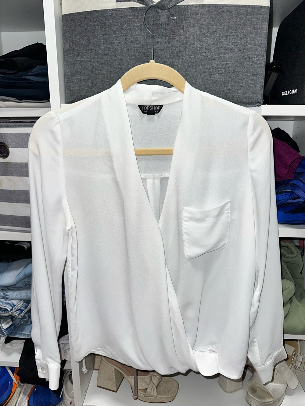 Topshop Women's White Wrap Sheer Blouse